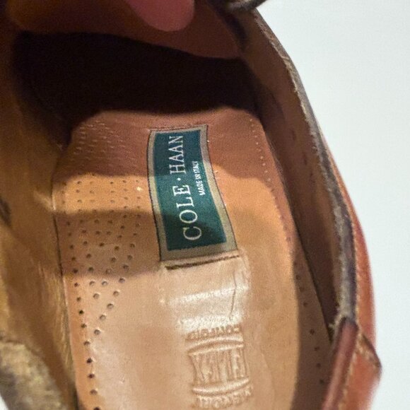 👞Cole Haan Men's Cap Toe Oxfords Brown Leather Size 9 Balmorals - Picture 6 of 9